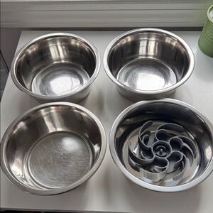 Stainless Steel Pet Feeding Bowls Set w/ slow feeder